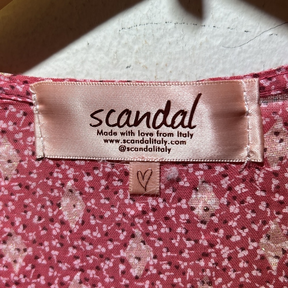Scandal Italy X Sundance Ordell Pink/Gold Boho Tiered Dress Size Large - Picture 6 of 8